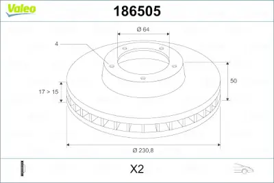 Disco de freno VALEO 186505 Compra Ahora